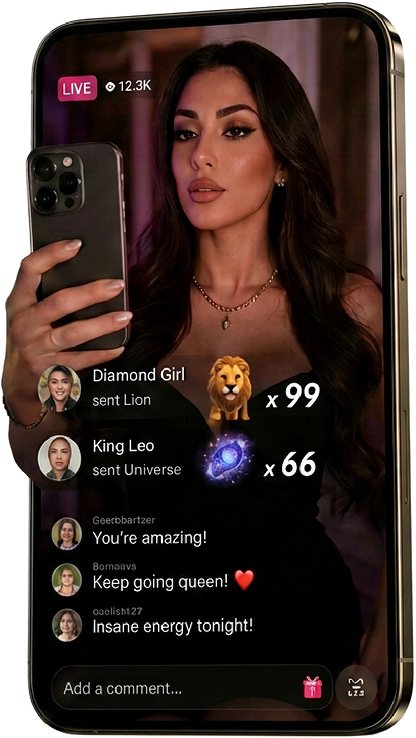 XO Agency creator hosting a TikTok LIVE on her phone