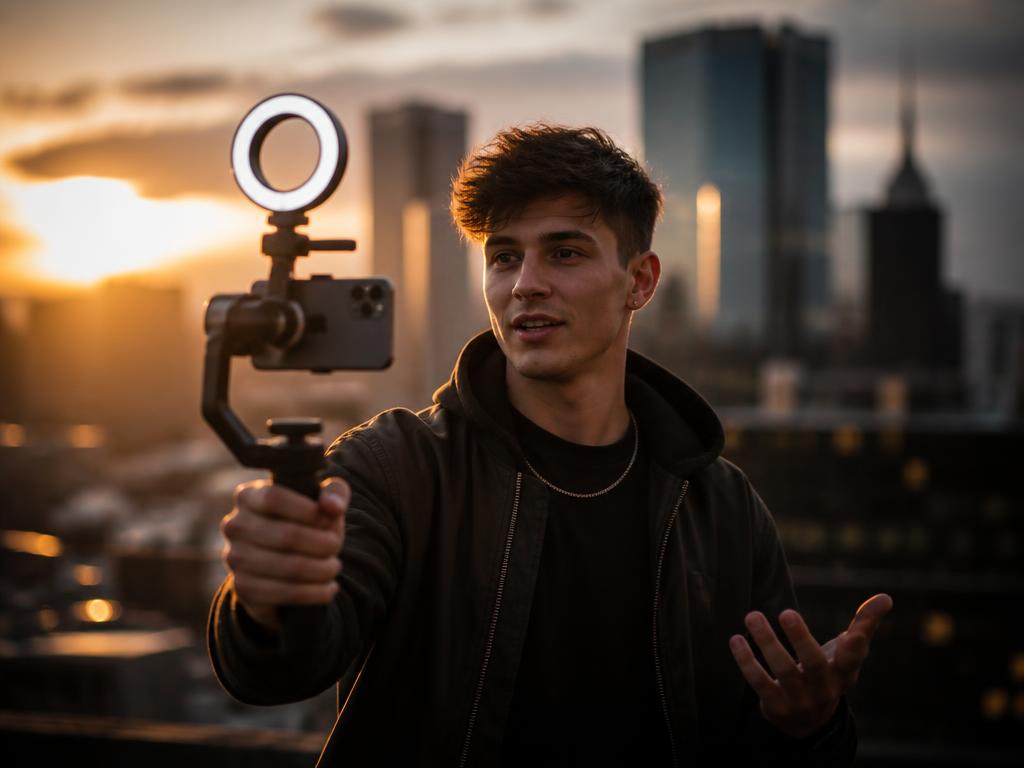XO streamer filming content outdoors